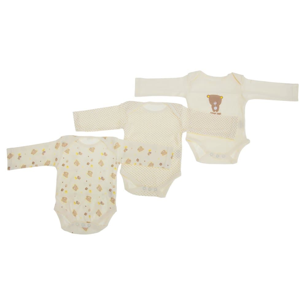 Baby unisex nallebjörn mönster långärmad bodysuits (paket med 3)