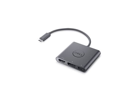 Dell - Videosovitin - 24-nastainen USB-C uros HDMI, DisplayPort, USB-C (vain virta) naaras - 18 cm - 4K-tuki, virran läpivirtaus