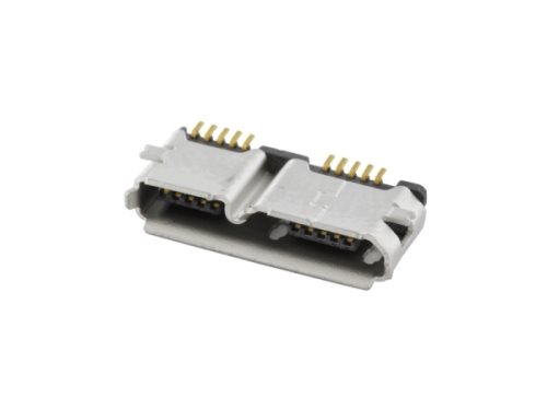 Bild av econ connect MICUB10BBS, Micro USB 3.0, Svart, mässing, LCP (Liquid Crystal Polymer), 30 mO, 0,5 A, 13,4 mm