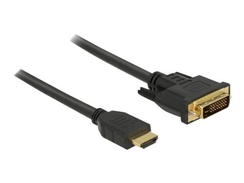 Bild av Delock - Videokabel - DVI-D (hane) till HDMI (hane) - 2 m - trippelskärmad - svart - tumskruvar
