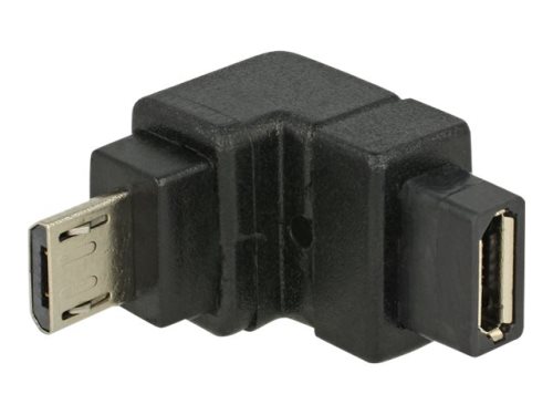 Bild av DeLOCK - USB-adapter - mikro-USB typ B (hona) till mikro-USB typ B (hane) - 90° kontakt, nedåtvinklad kontakt - svart
