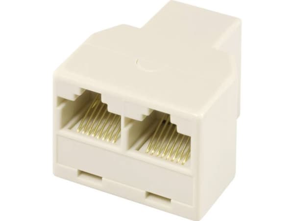 T-moduulisovitin RJ45-pistorasia/2xpistorasia, 1:1, suojaamaton (37526.1)