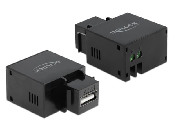 DeLOCK 86506, Platt, Svart, USB A, Terminal, Hona, Plast