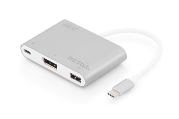 Digitus DA-70846, USB 3.2 Gen 1 (3.1 Gen 1) Type-C, DisplayPort,USB 2.0,USB 3.2 Gen 1 (3.1 Gen 1) Type-C, Gjuten aluminium, Vit, Gjuten aluminium, 0,