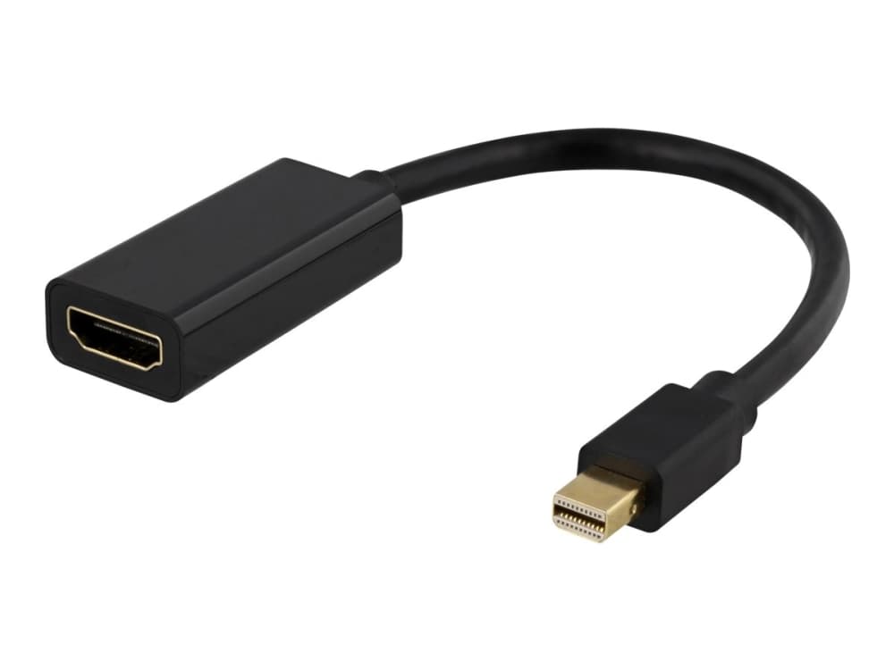 DELTACO DP-HDMI45 - Videokort - DisplayPort / HDMI - Mini DisplayPort (hane) till HDMI (hona) - 20 cm - svart - stöd för 4K