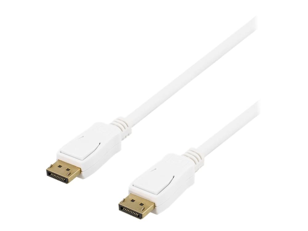 DELTACO DP-1016D - DisplayPort-kabel - DisplayPort (hann) til DisplayPort (hann) - DisplayPort 1.2 - 1.5 m - 4K-støtte - hvit