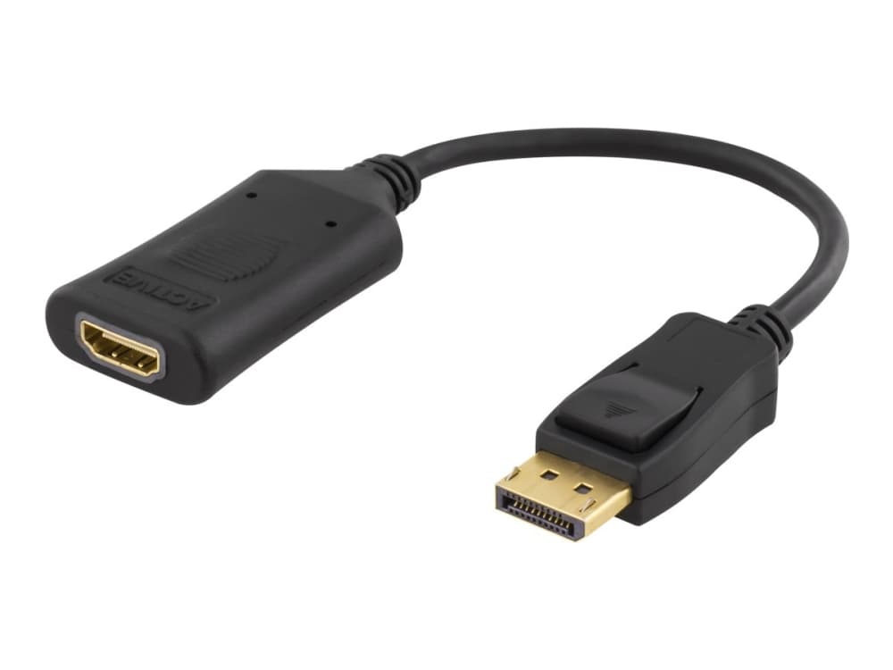 DELTACO DP-HDMI32-K - Video/audio-adapter - DisplayPort (hann) til HDMI (hunn) - 10 cm - svart - aktiv