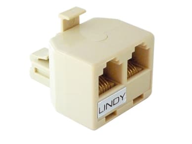 Lindy RJ11/12 adapter plug -> 2 x RJ-11/12 coupling (6P6C), RJ11/12, 2 x RJ-11/12, Hankjønn/hunkjønn, Gult