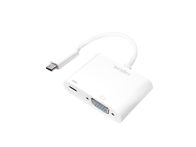 LogiLink 0.14m, 2xUSB-C/VGA, 2xUSB-C, VGA, 0,14 m, Hvit