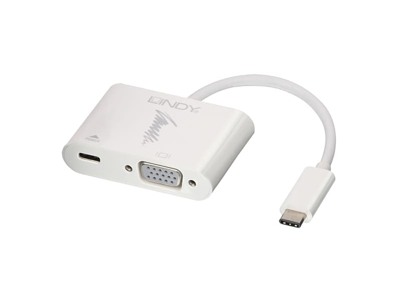 Lindy 43194, USB 3.1 Type-C, VGA, Hankjønn/hunkjønn, 0,17 m, Hvit
