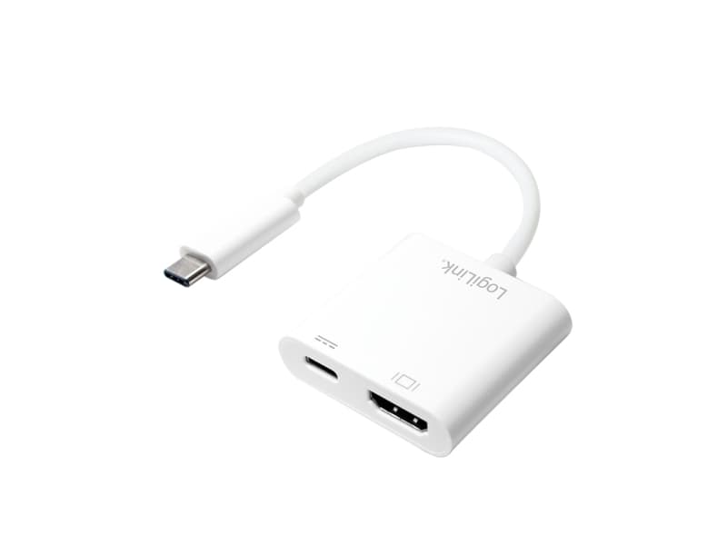 LogiLink 0.14m, 2xUSB-C/HDMI, 2xUSB-C, HDMI, 0,14 m, Hvit