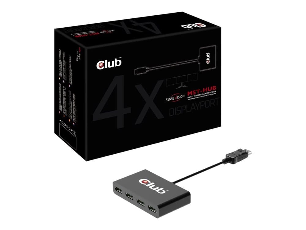 Club 3D Multi Stream Transport (MST) Hub DisplayPort 1-4 - Videosplitter - 4 x DisplayPort - stasjonær