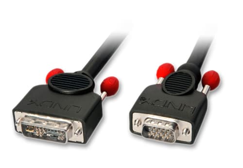 Lindy 5m DVI-A/VGA, 5 m, DVI-A, VGA (D-Sub), Nickel, Svart, Hane/Hane