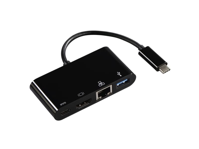 Hama 135731, USB-C, USB 3.1, HDMI, LAN, USB-C, Hankjønn/hunkjønn, Svart