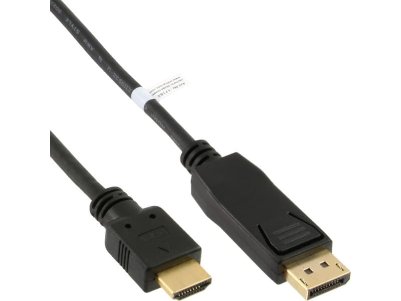 InLine 17186, 0,5 m, DisplayPort, HDMI, Hankjønn, Hankjønn, Gull