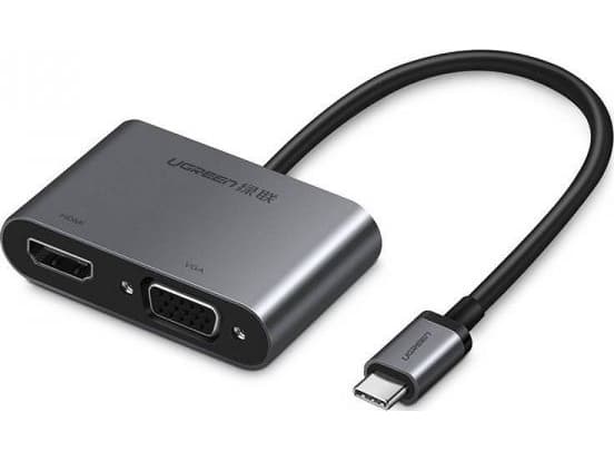 Ugreen AV-sovitin UGREEN USB-C VGA + HDMI 4K -sovitin, 25cm (hopea)