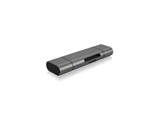 ICY BOX IB-CR201-C3, MicroSD (TransFlash), MicroSDHC, MicroSDXC, SD, SDHC, SDXC, Anthracit, 5000 Mbit/s, Aluminium, Access, Strøm, USB 3.2 Gen 1 (3.1