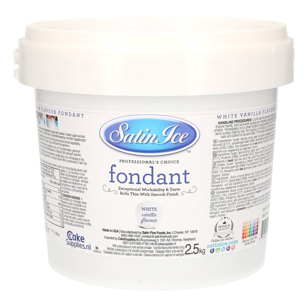 Satin Ice White Sockerpasta 2.5kg Vit Vanilj Rolled Fondant Sugarpaste SI10213