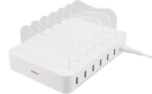 DELTACO Laddningsstation 6x USB-A portar Vit