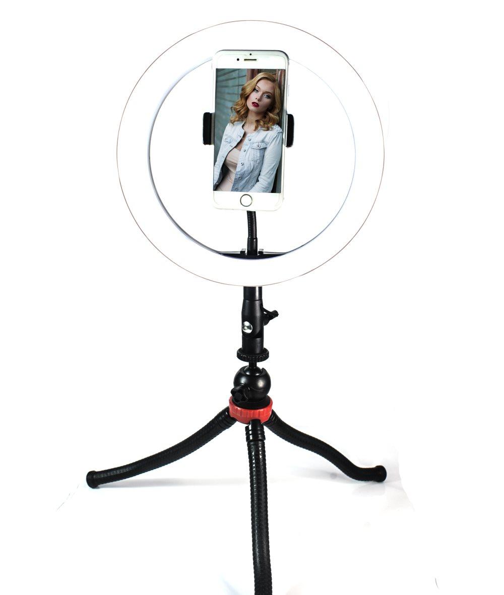 Ring Light / Rengasvalo (26 cm) taipuvalla jalustalla