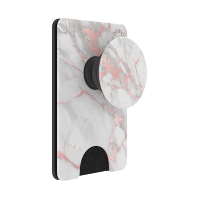 PopSockets PopWallet + med Integreret Udskiftelig PopTop til Smartphones og Tablets - Rose Gold Lutz Marble