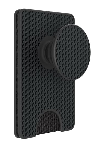 PopSockets PopWallet + med Integreret Udskiftelig PopTop til Smartphones og Tablets - Black Carbon
