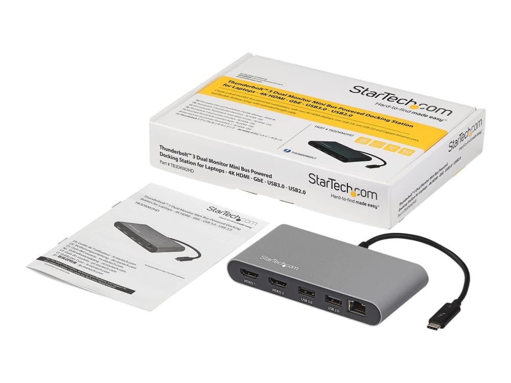 StarTech.com Mini Thunderbolt 3 Dock Dual 4K 6Hz HDMI - Mac/Windows Docking Station - Discontinued, Limited Stock, Replaced by TB3DKM2DPL (TB3DKM2HD)