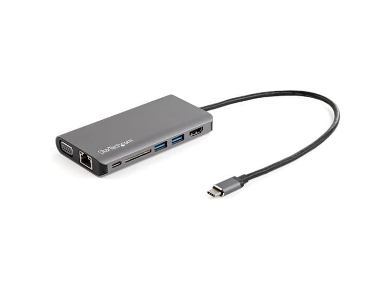StarTech.com DKT30CHVAUSP, Koblet med ledninger (ikke trådløs), USB 3.2 Gen 1 (3.1 Gen 1) Type-C, 100 W, 10,100,1000 Mbit/s, Svart, Grå, SD,SDHC,SDXC