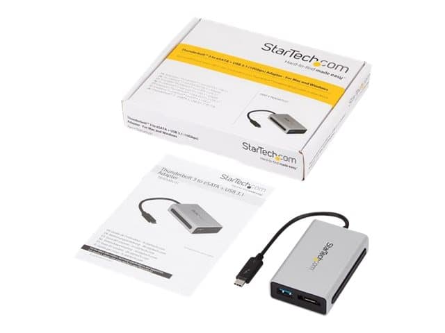 StarTech.com Thunderbolt 3 to eSATA Adapter with USB 3.1 (10Gbps) - USB C to USB Adapter - Thunderbolt 3 to USB 3.0 Hub (TB3ESATU31) - Diskkontroller