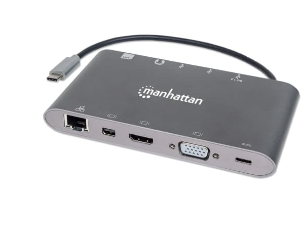Manhattan 152808, USB 3.2 Gen 1 (3.1 Gen 1) Type-C, HDMI,Mini DisplayPort,USB 3.2 Gen 1 (3.1 Gen 1) Type-A,VGA, 1920 x 1200 pixlar, MicroSD (TransFla