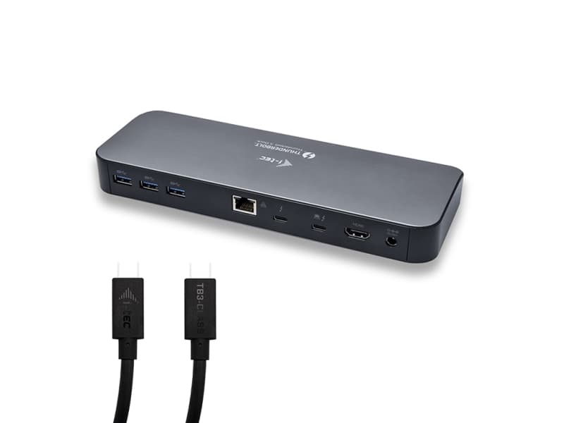 i-tec TB3HDMIDOCKX, Koblet med ledninger (ikke trådløs), Thunderbolt 3, 65 W, 3,5 mm, 10,100,1000 Mbit/s, Svart