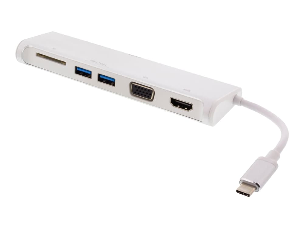 DELTACO USBC-HUB100 - Dokkingstasjon - USB-C - VGA, HDMI