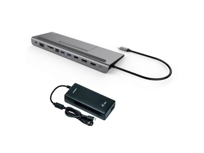 i-tec Metal C31FLATPLUS112W, Koblet med ledninger (ikke trådløs), USB 3.2 Gen 1 (3.1 Gen 1) Type-C, 85 W, 10,100,1000 Mbit/s, Grå, MicroSD (TransFlas
