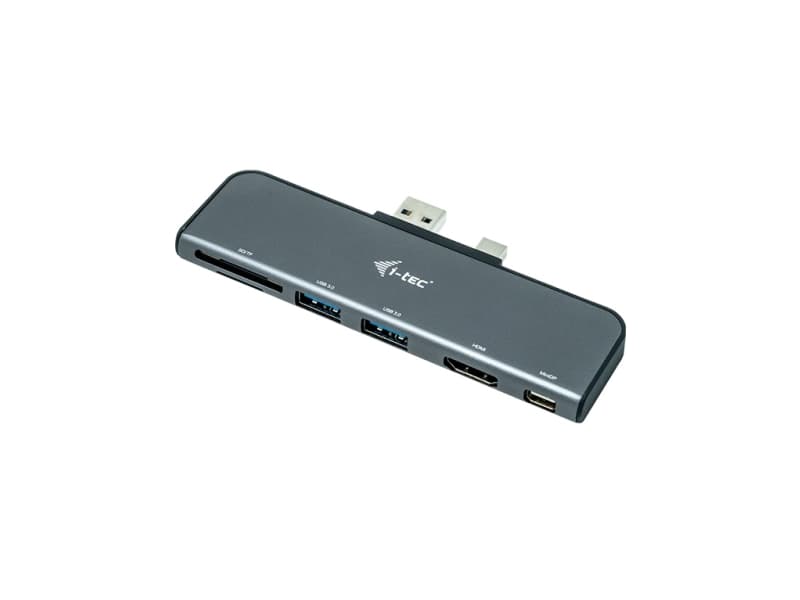i-tec U3SFPADA, Dokking, USB 3.2 Gen 1 (3.1 Gen 1) Type-A + Mini DisplayPort 1.2, Grå, SD, Microsoft, Microsoft Surface Pro 4 / 5 / 6