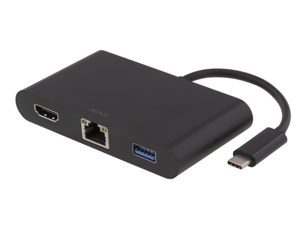 DELTACO USBC-1267 - Dokkingstasjon - USB-C - HDMI - GigE