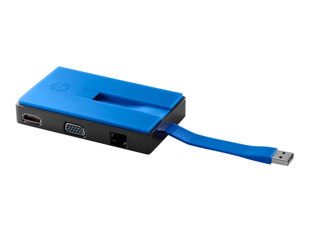 HP USB Travel Dock - Dokkingstasjon - USB - VGA, HDMI - 10Mb LAN - for HP 245 G7; Chromebook Enterprise x360; Mobile Thin Client mt45; ZBook 15 G6, 1