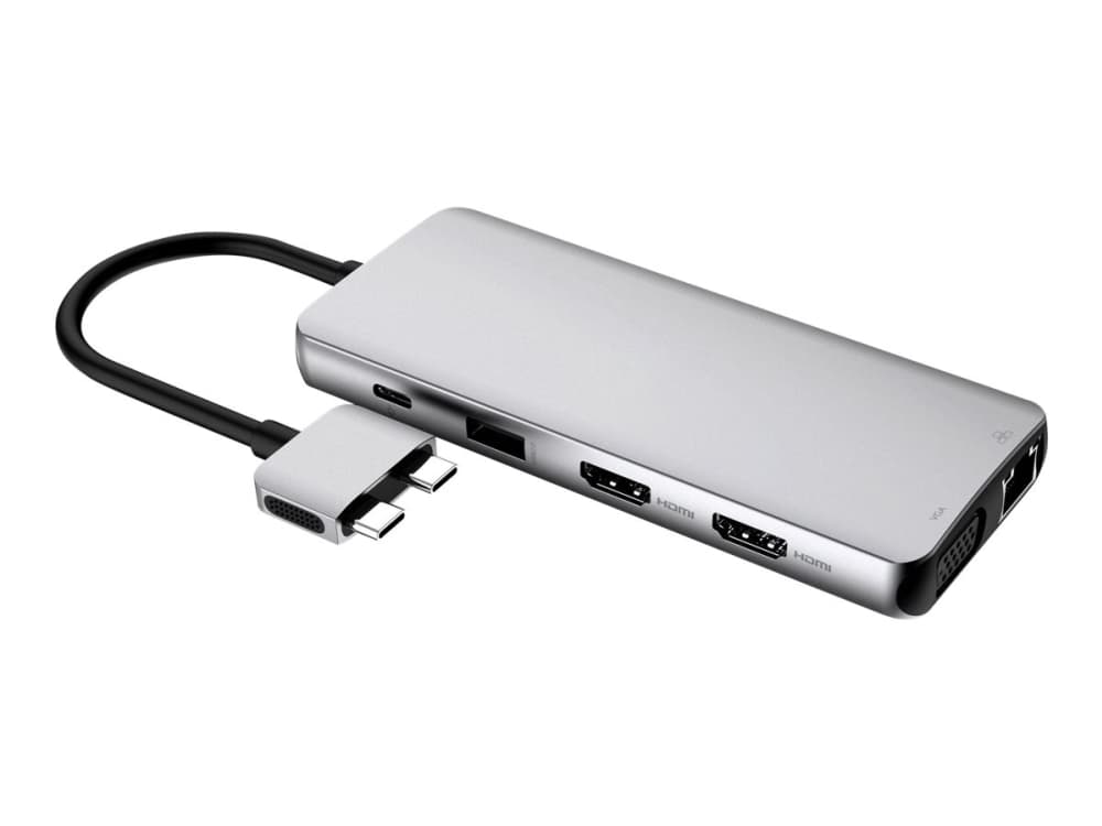eSTUFF Dual USB-C Dock - Dokkingstasjon - USB-C 3.2 Gen 1 - VGA, HDMI - GigE - for Apple Mac mini (Begynnelsen av 2020, I slutten av 2018); MacBook P