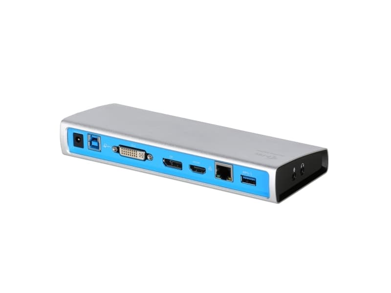 i-tec Metal U3METALDOCK, Dokking, USB 3.2 Gen 1 (3.1 Gen 1) Type-B, 3,5 mm, 10,100,1000 Mbit/s, Svart, Blå, Sølv, 2560 x 1600 piksler