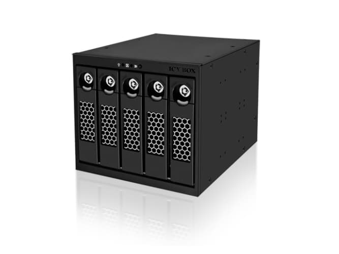 Raidsonic IB-555SSK, SATA, 225 x 145 x 127 mm, SAS/SATA, Sort, Aluminium, Strøm