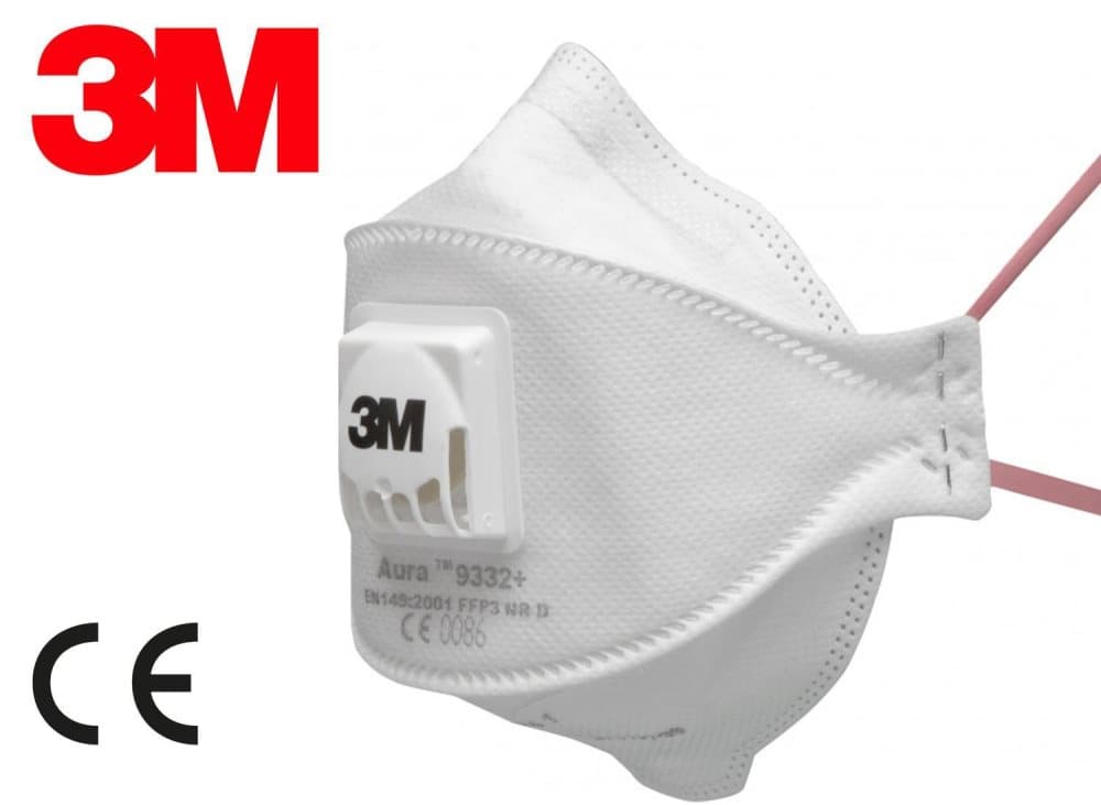 CE FFP3 NR D 3M AURA 9332+ med Ventil Skyddsmask Andningsskydd Munskydd