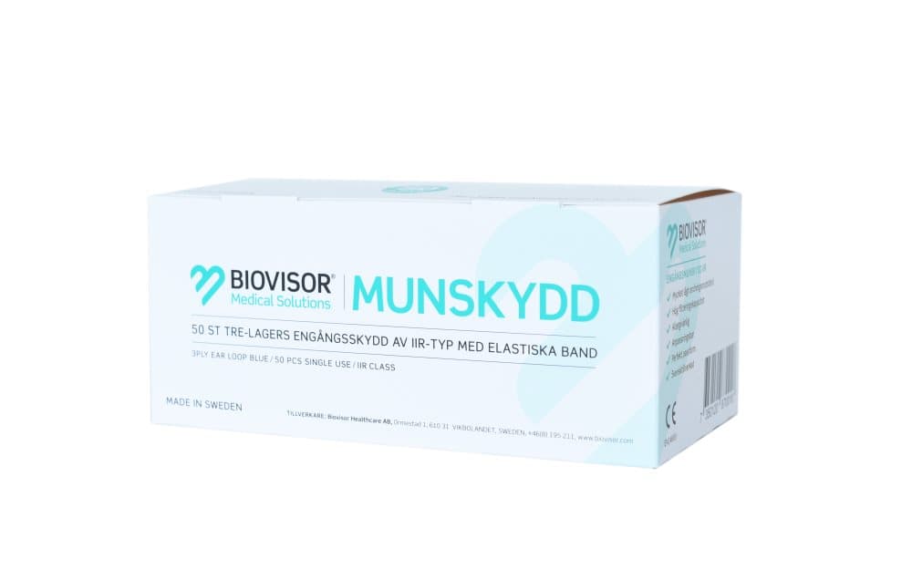 Svensktillverkade CE märkta munskydd, 50-pack, högsta skyddsklass IIR
