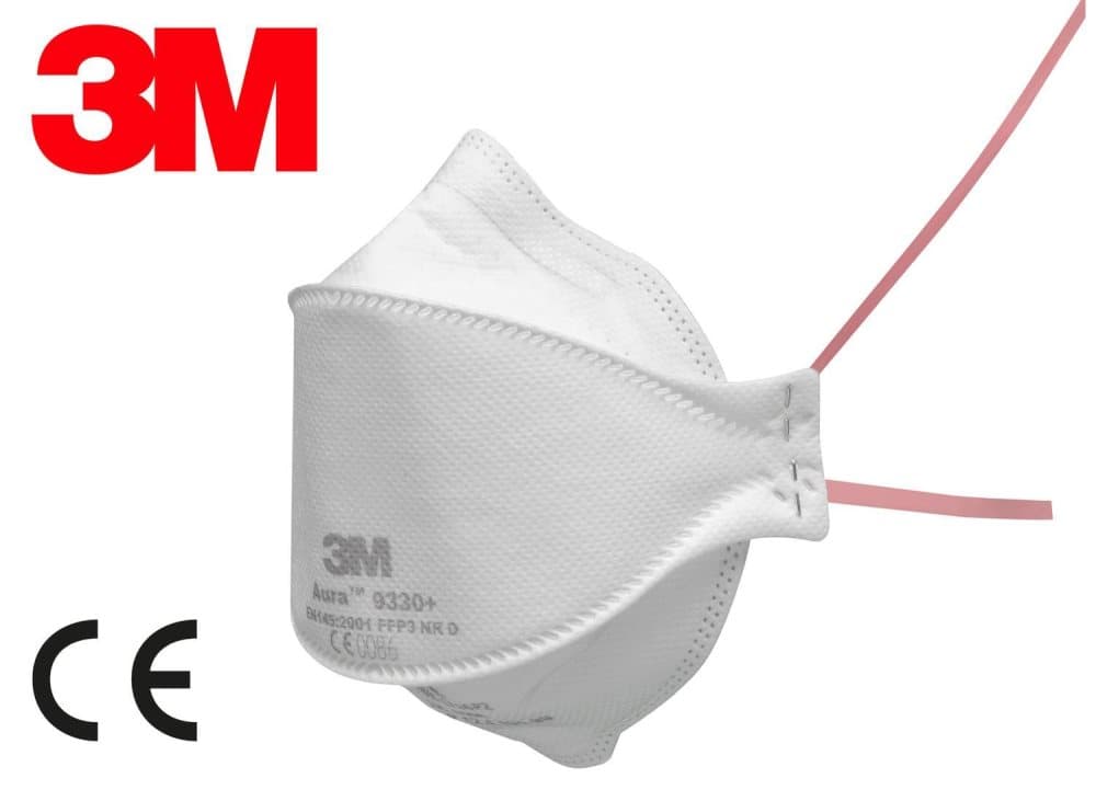 2 stk CE FFP3 NR D 3M AURA 9330+ Støvmaske Ansigtsmask Munnbind