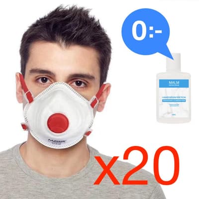 20 x CE FFP3 mundbeskytter + 10 GRATIS hånddesinfektionsbeskyttelse Mund / maske Beskyttelsesmaske Sundhed