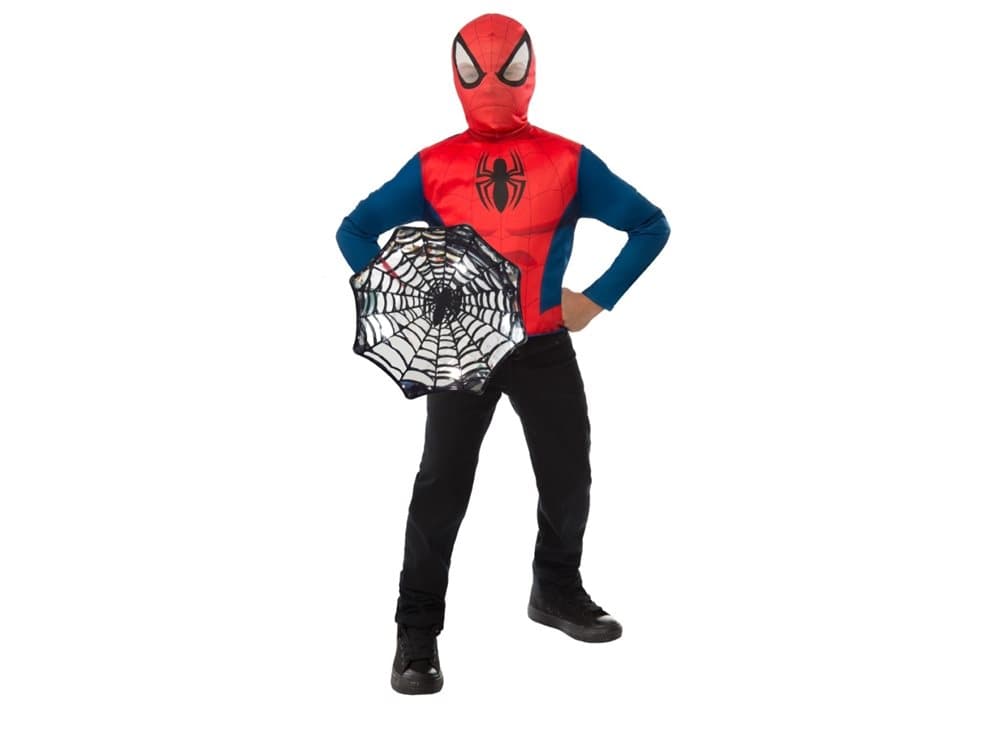 Spiderman Deluxe Udklædning Top + Skjold, 4-7 år