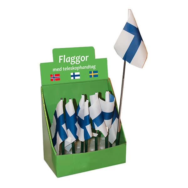 Finsk Flagg med Teleskophåndtak