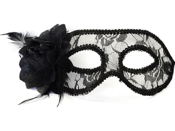 Party Deco Party mask, lace with rose, black universal