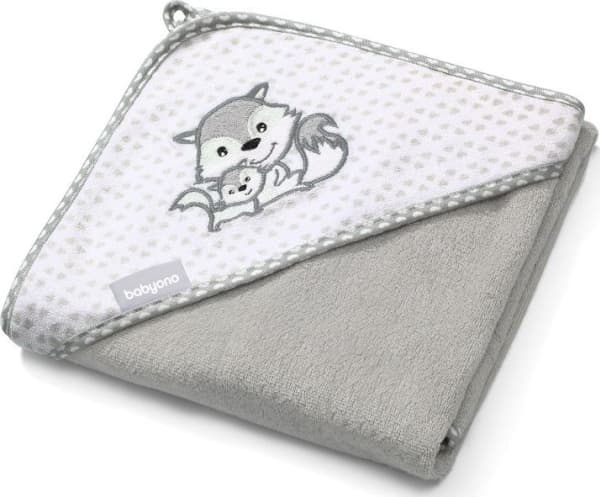 BabyOno 346/03-BABYONO 346/03-HANDKLÄDNING BAMBUS ÖVERDRAG MED CAPS NATURLIG BAMBOU 100X100CM-GRÅ