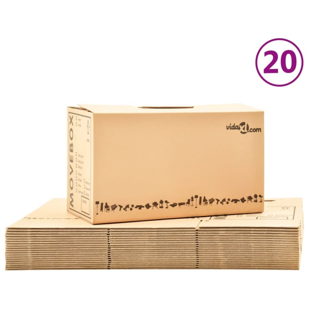 vidaXL Flyttkartonger XXL 20 st 60x33x34 cm