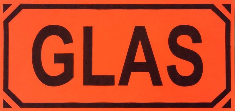 Varningsettikett , Ettikett "Glas" ,post, embalering