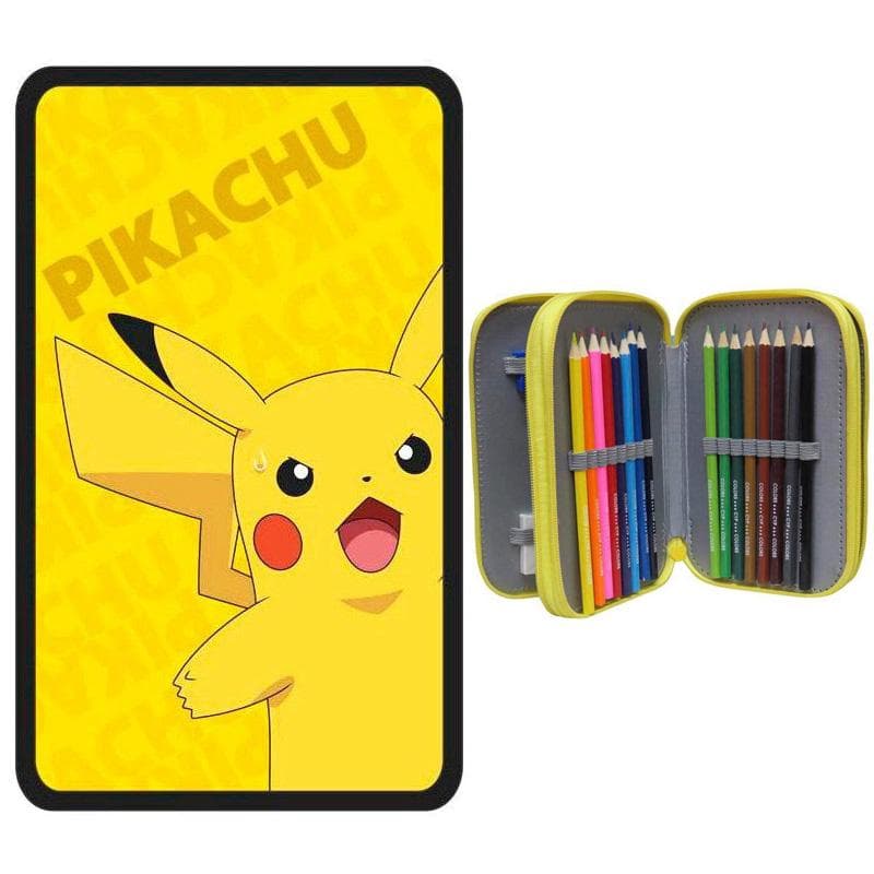 Pokémon Pikachu Pika 40-delt Pen Box Triple Schooled Pen Set